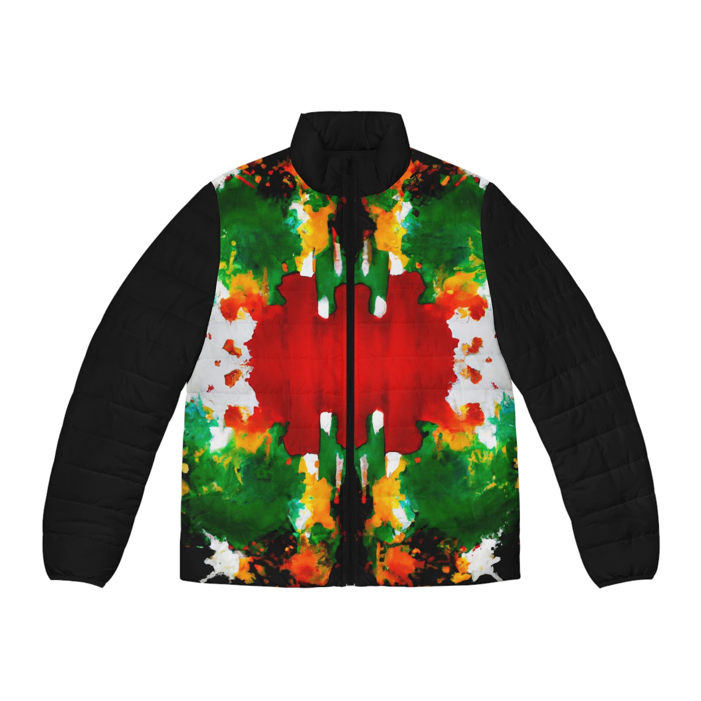 Rasta Watercolor 1 Spaceballer Jacket (Black) - AI Art - Men's Puffer Jacket