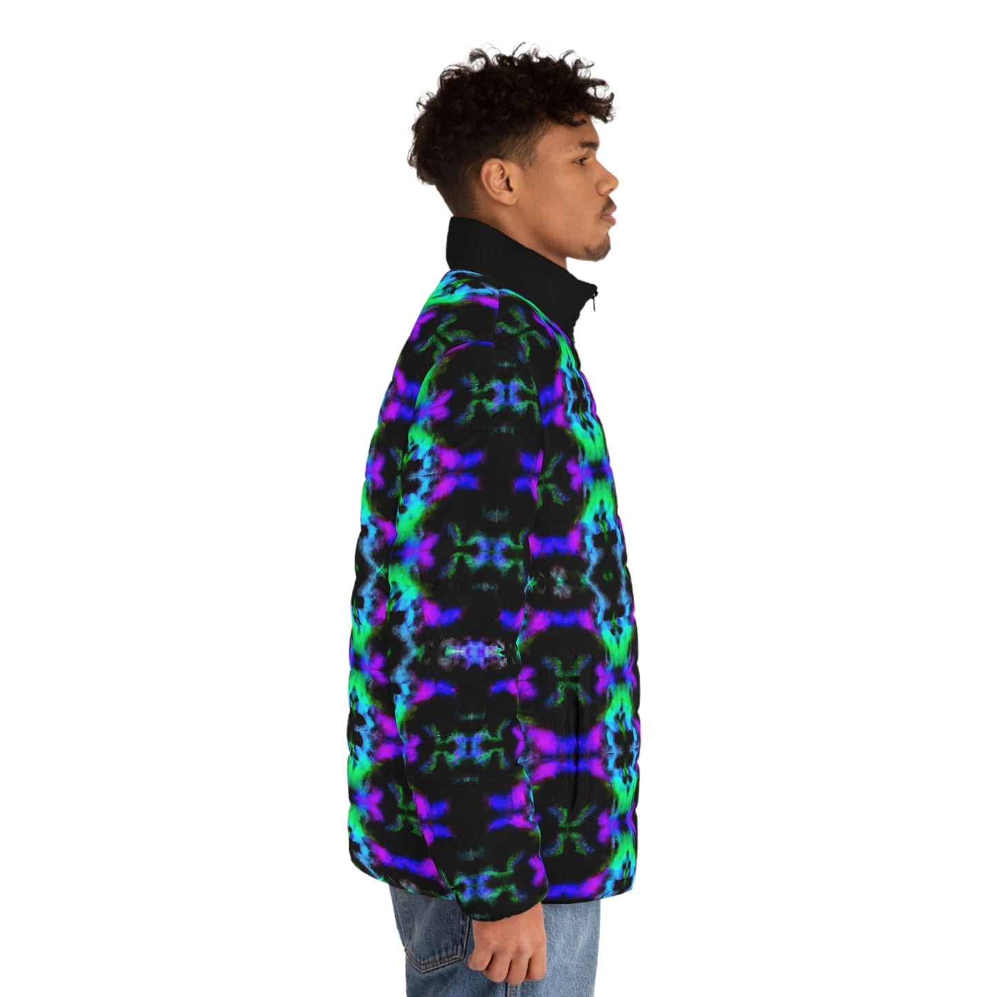 Hyperwave Fractal 4 Spaceballer Jacket - AI Art - Men's Puffer Jacket