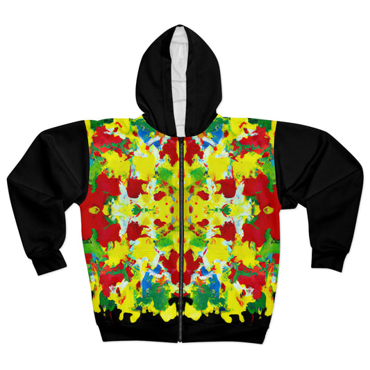 Rasta Acrylic Splatter XW 2 - AI Art - Zip Hoodie