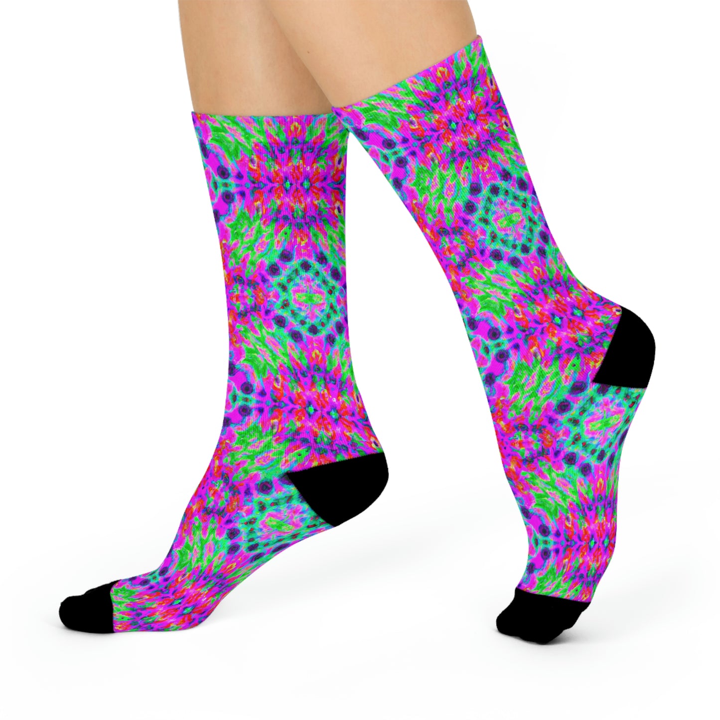 Hyperwave Fractal 5 - AI Art - Crew Socks