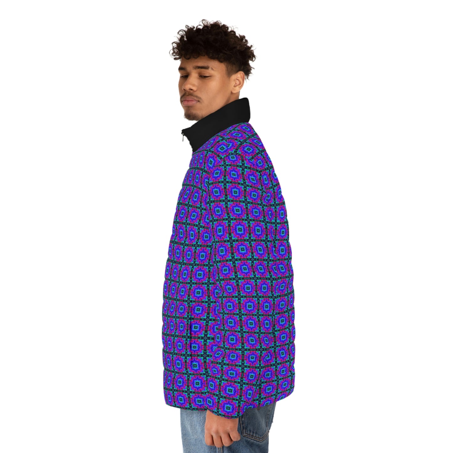 Vaporwave Purple Spaceballer Jacket - AI Art - Men's Puffer Jacket