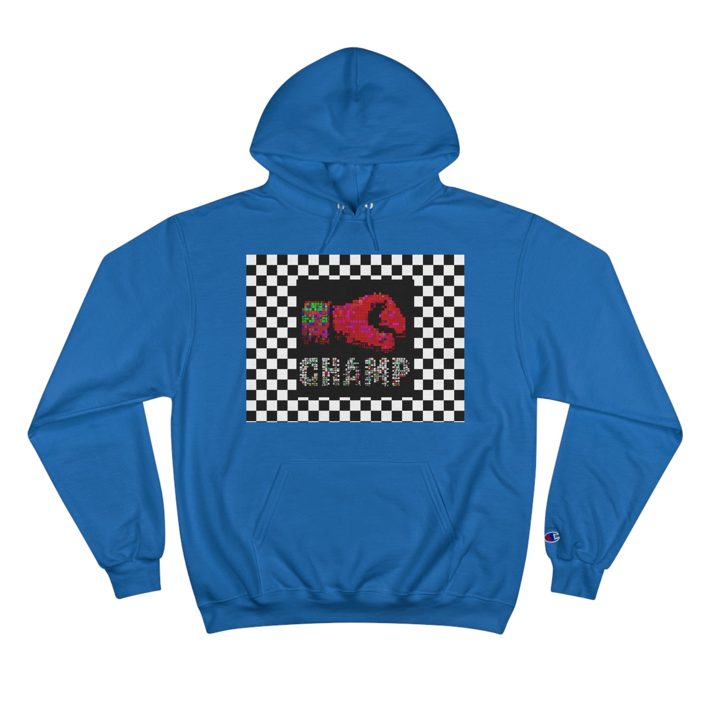 Checkered Flag (CHAMP Logo 3 8-bit Boxing Glove) - Champion Hoodie