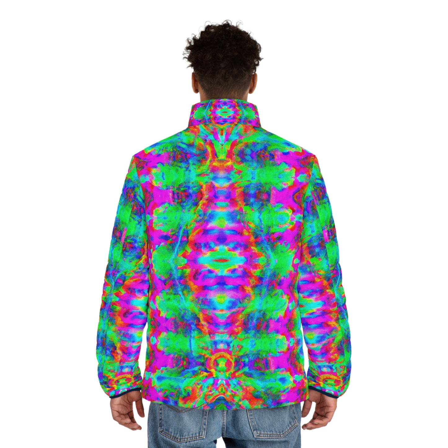 Hyperwave Tie-Dye 5 Spaceballer Jacket - AI Art - Men's Puffer Jacket