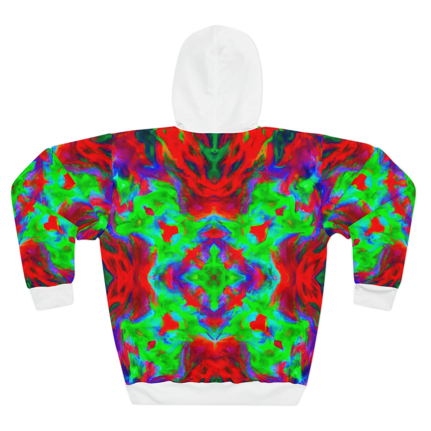 Hyperwave Tie-Dye 7 (White Hood) - AI Art - Pullover Hoodie