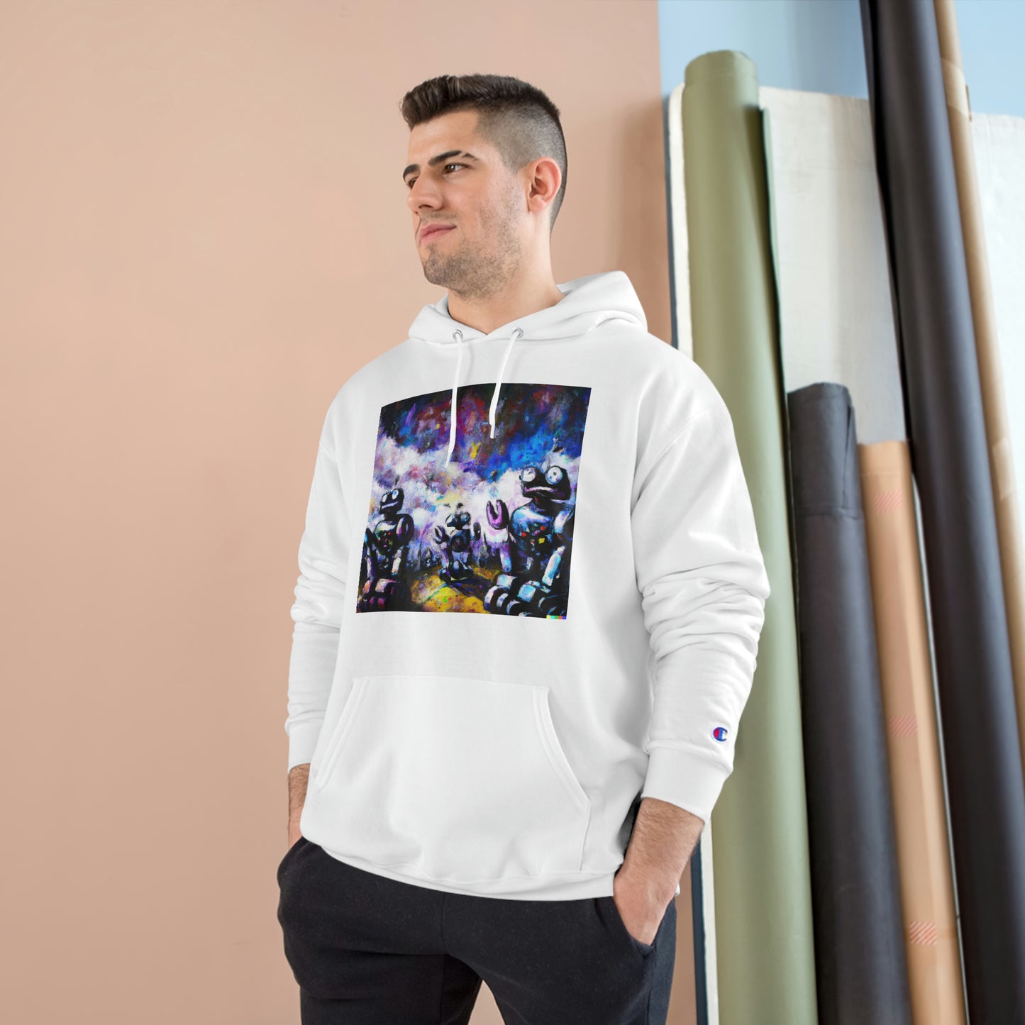 Robots in Space 3 - AI Art - Champion Hoodie