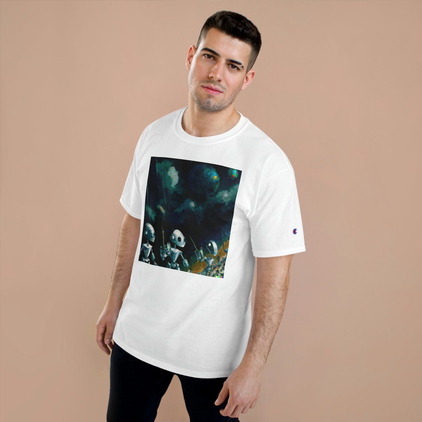 Robots in Space 4 - AI Art - Champion T-Shirt