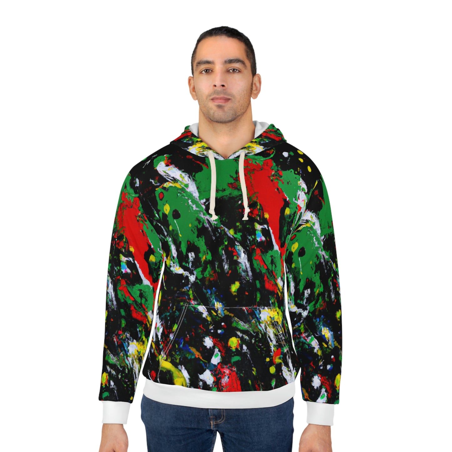 Rasta Acrylic Paint Splatter - AI Art - Pullover Hoodie