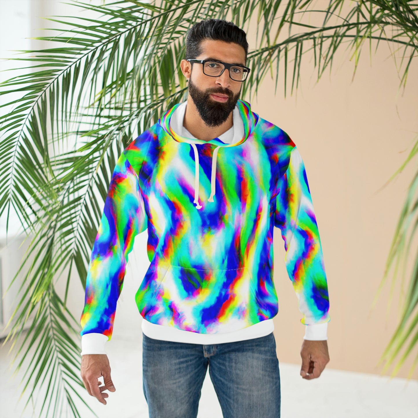 Hyperwave Tie-Dye 8 - AI Art - Pullover Hoodie