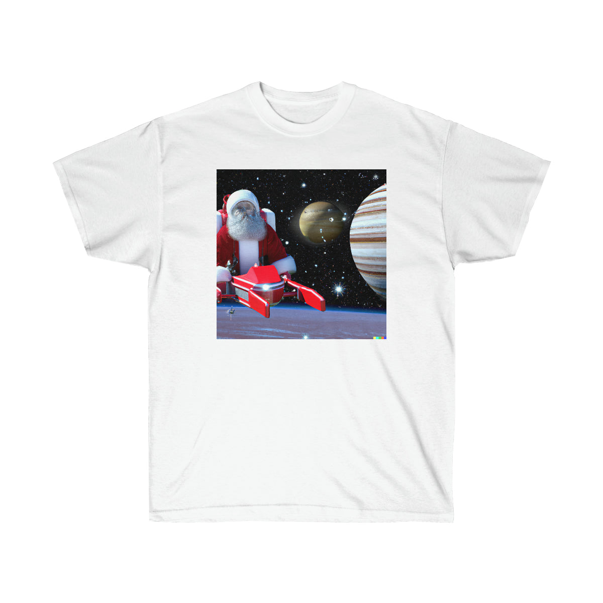 Santa Flying by Jupiter  - AI Art - Ultra Cotton Tee