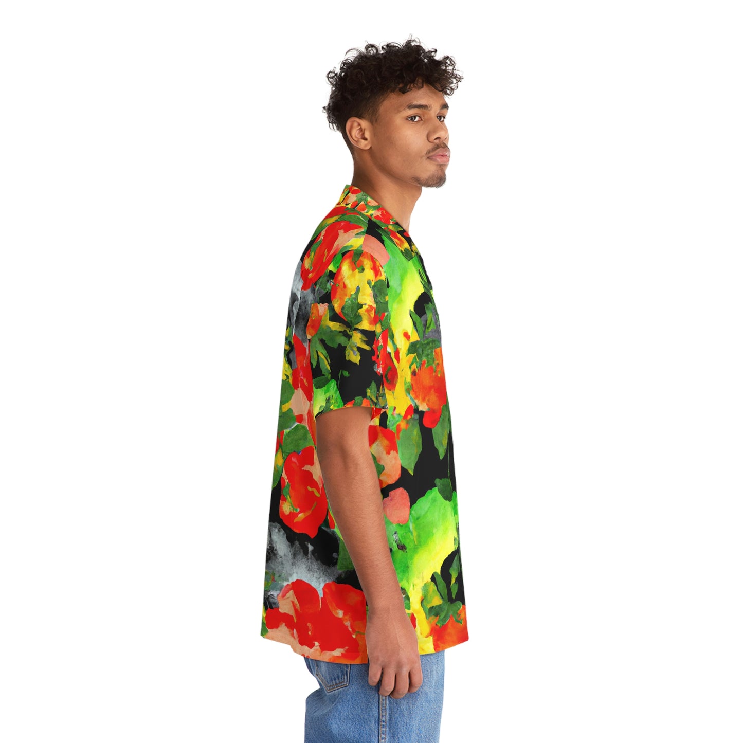 Peach Tree Watercolor - AI Art - Men's Hawaiian Shirt