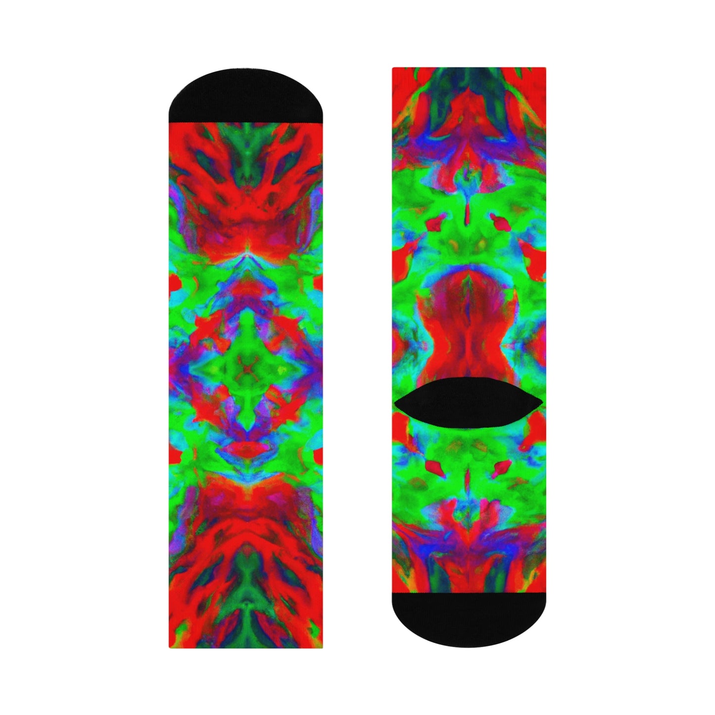 Hyperwave Tie-Dye 7 Alien Socks - AI Art - Crew Socks