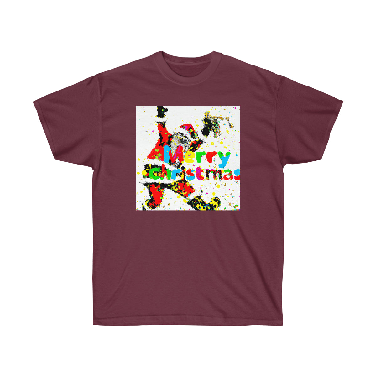 Pollock Style Santa v.5 "Merry christmas" - AI Art - Ultra Cotton Tee