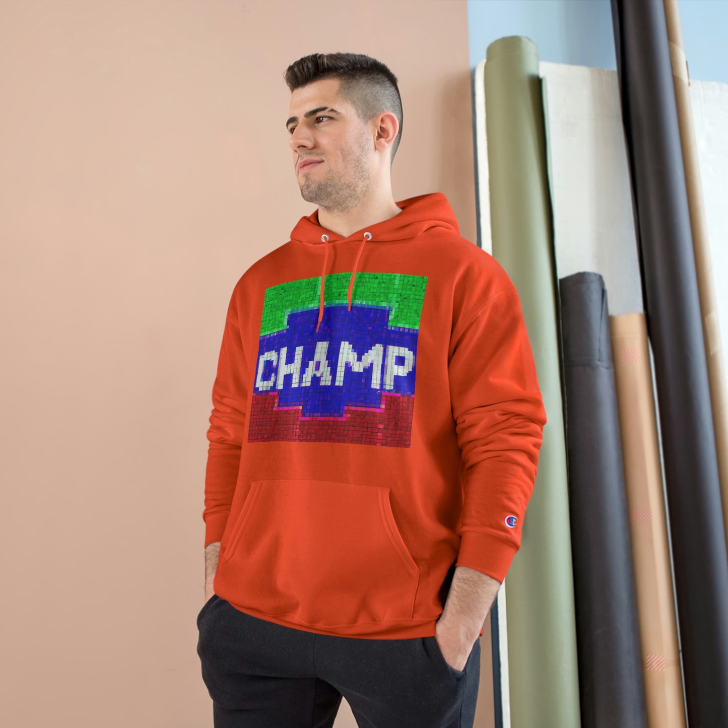 CHAMP (Alt Logo 1 Pixel Art) - AI Art - Champion Hoodie