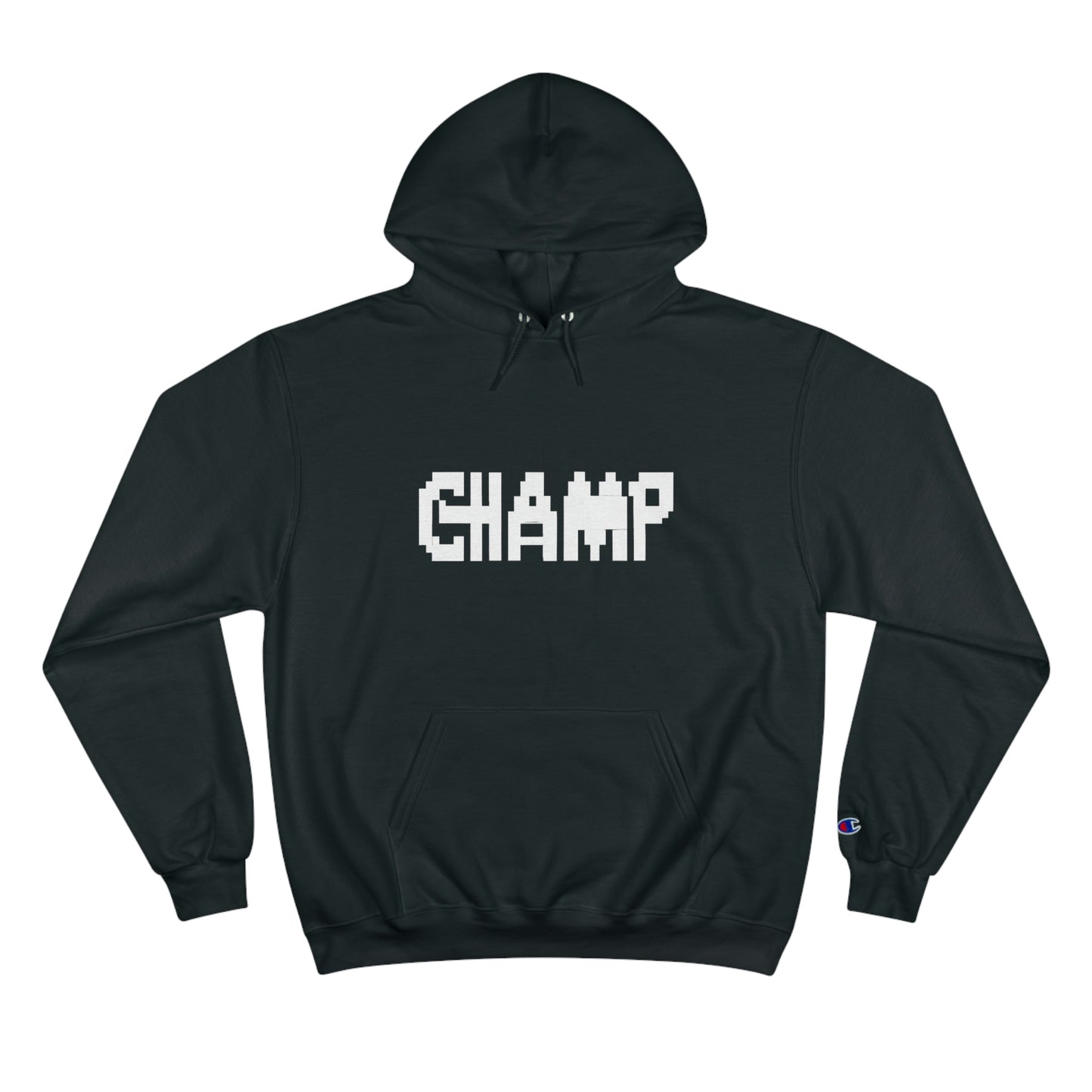 CHAMP Logo 9 B&W (8-bit Pixel Art) - AI Art - Champion Hoodie