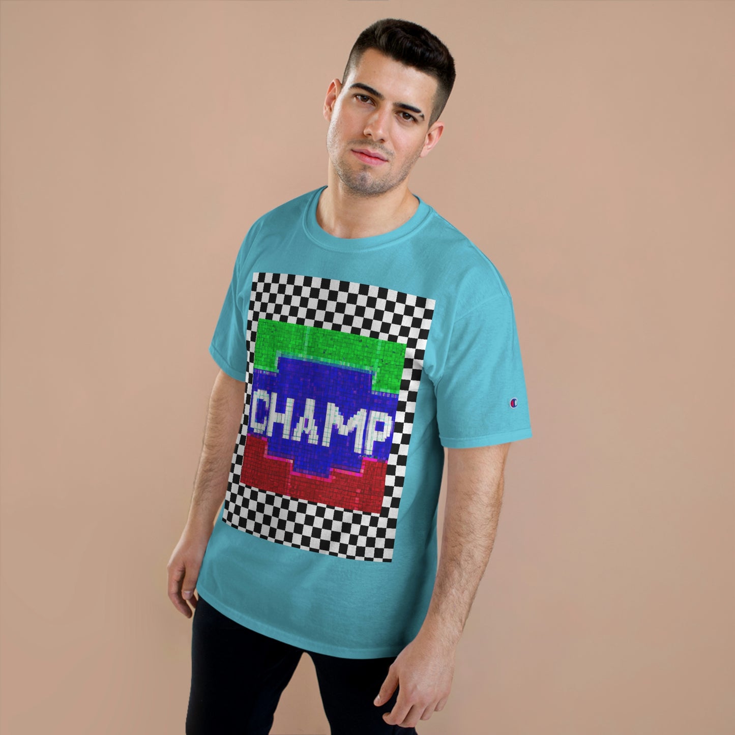 Checkered (CHAMP Logo 2 8-bit) - Champion T-Shirt