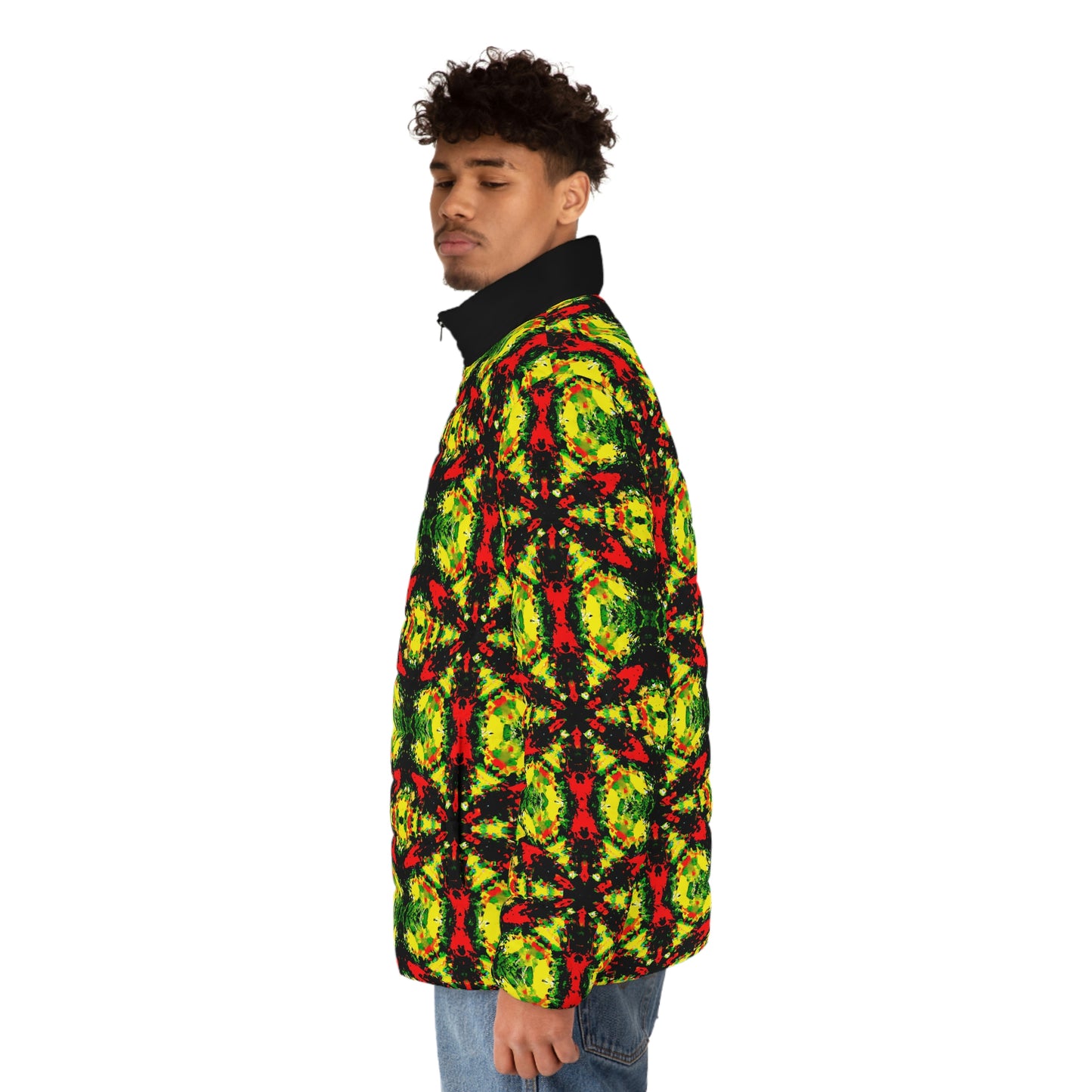 Rasta Star 2 - AI Art - Men's Puffer Jacket