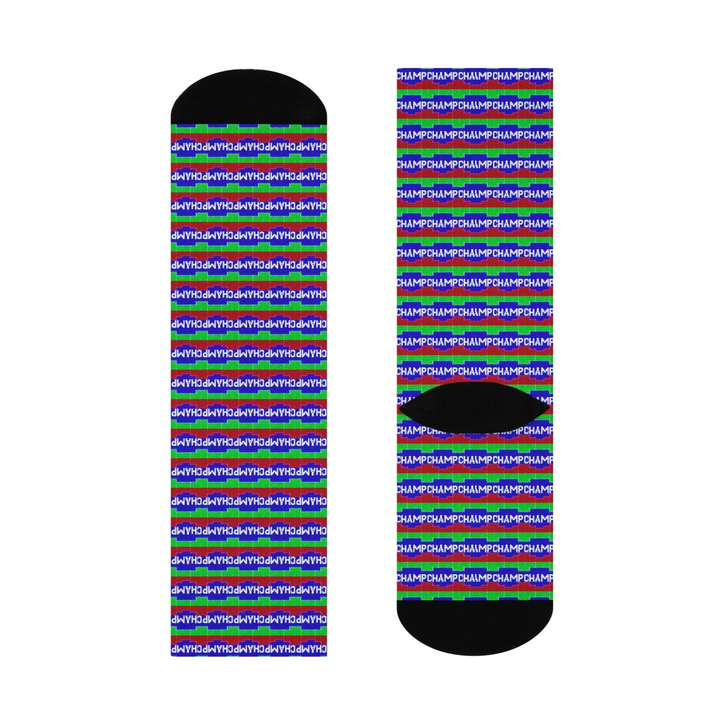 CHAMPCHAMPCHAMCHAMP (Alt Logo 1 Pixel Art) - AI Art - Crew Socks