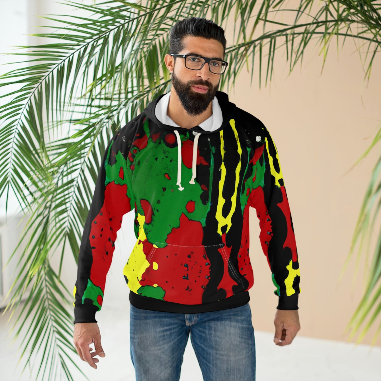 Rasta Acrylic Splatter 2 - AI Art - Pullover Hoodie