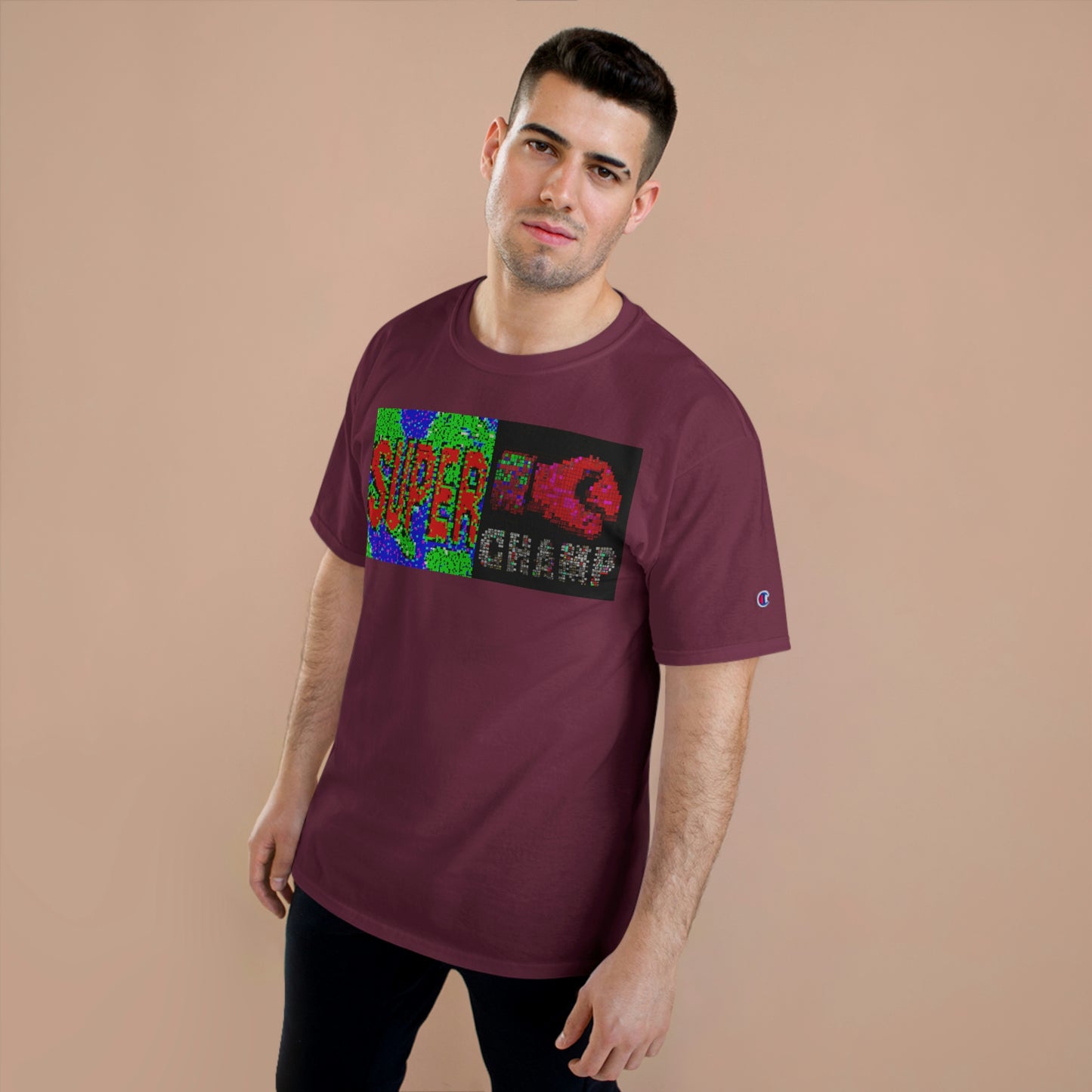 SUPER CHAMP (Alt Logo 3 Pixel) - AI Art - Champion T-Shirt