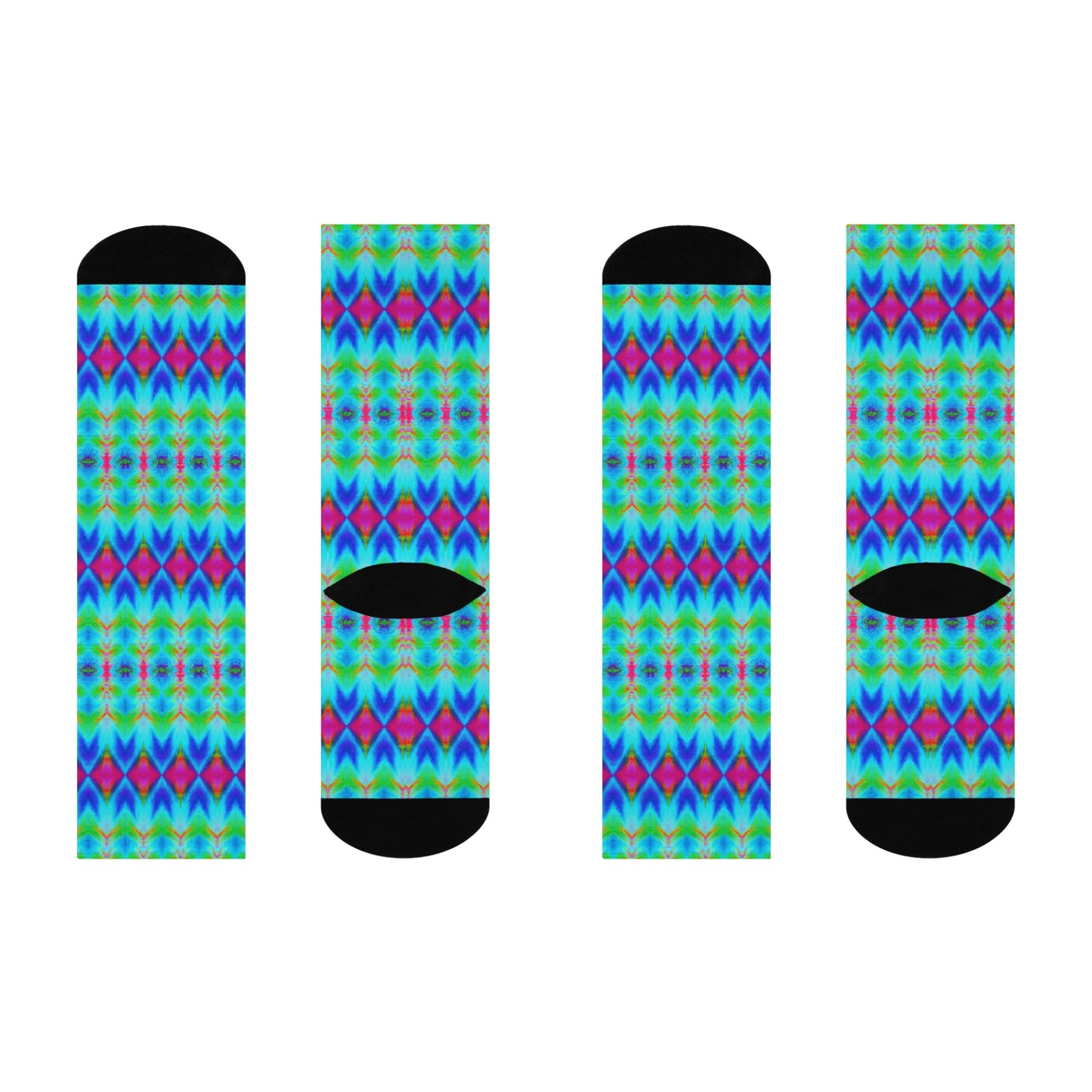 Hyperwave Argyle 1 - AI Art - Crew Socks