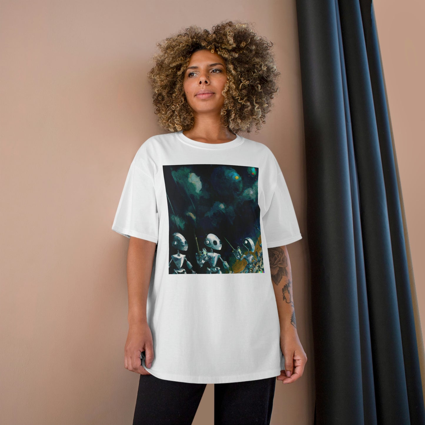 Robots in Space 4 - AI Art - Champion T-Shirt