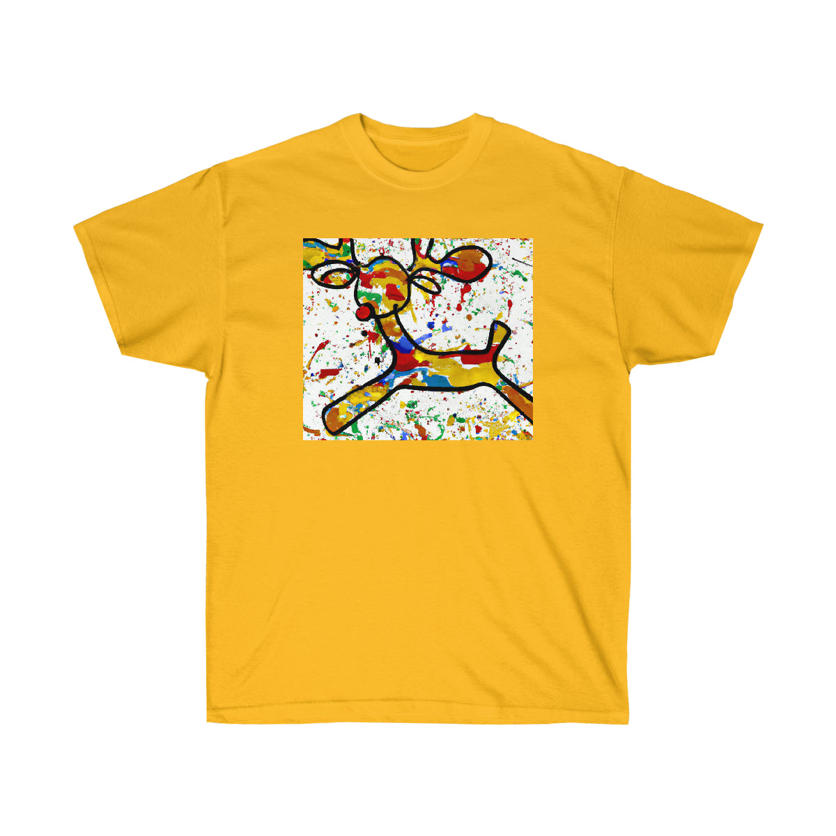 Pollock Style Young Reindeer - AI Art - Ultra Cotton Tee