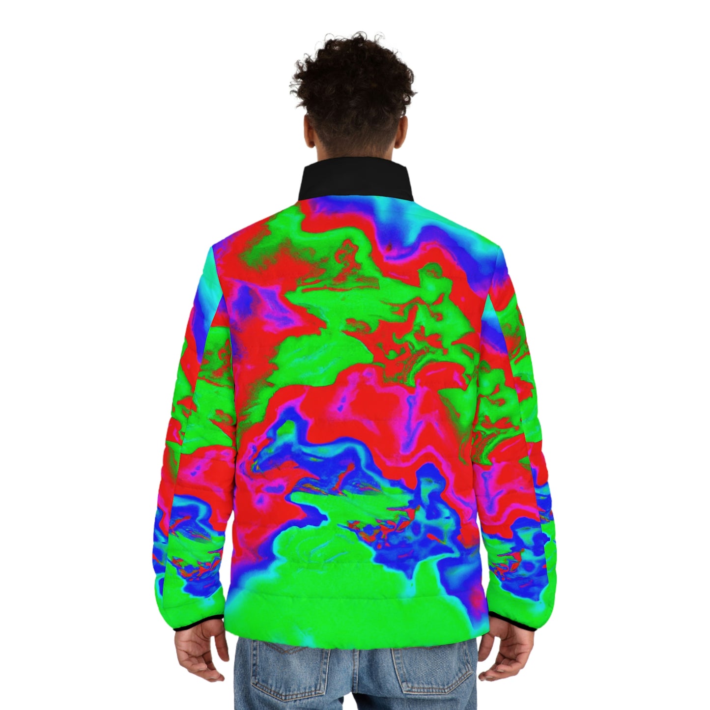 Topographical Radar Spaceballer Jacket - AI Art - Men's Puffer Jacket