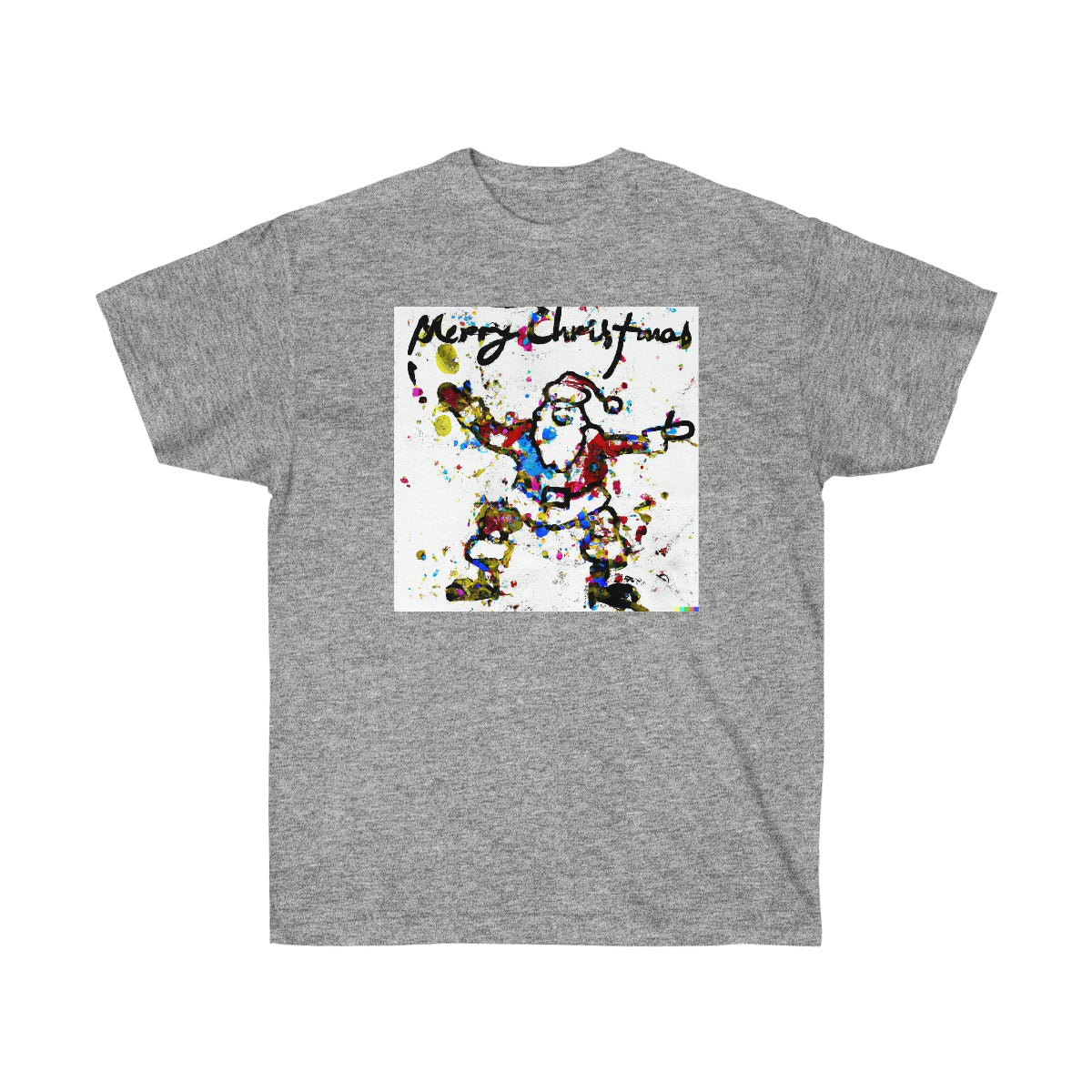 Pollock Style Santa v.1 "Merry Christmas" - AI Art - Ultra Cotton Tee