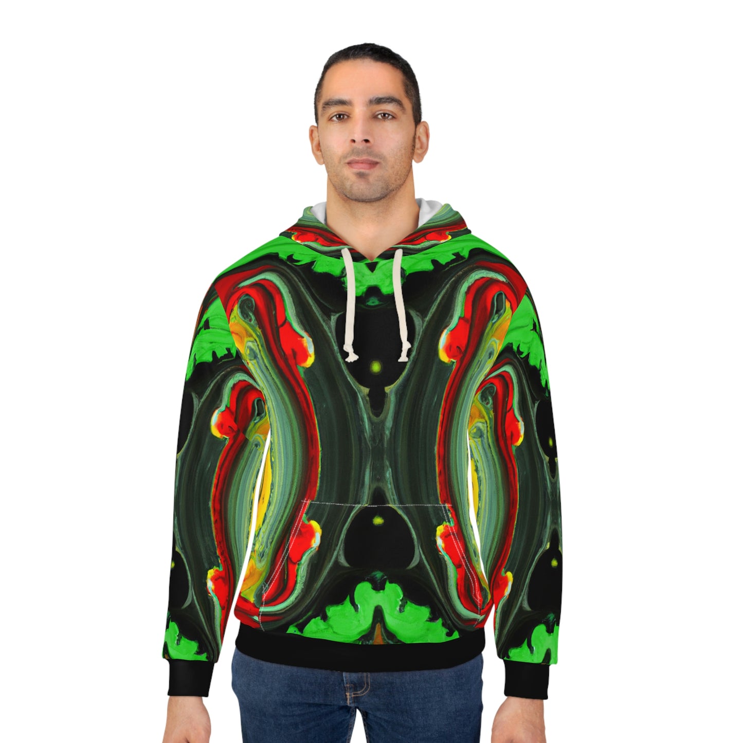 Rasta Wet Acrylic Paint - AI Art - Pullover Hoodie