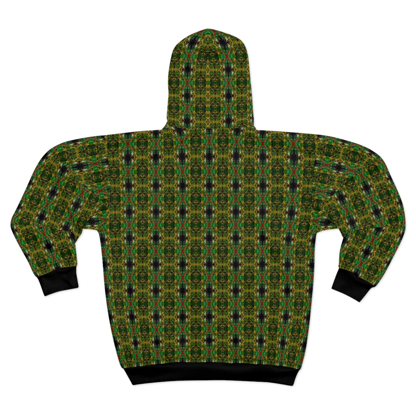 RastaX 1 (Fully Patterned Hood) - AI Art - Zip Hoodie