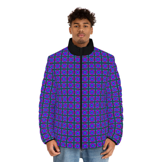 Vaporwave Purple Spaceballer Jacket - AI Art - Men's Puffer Jacket