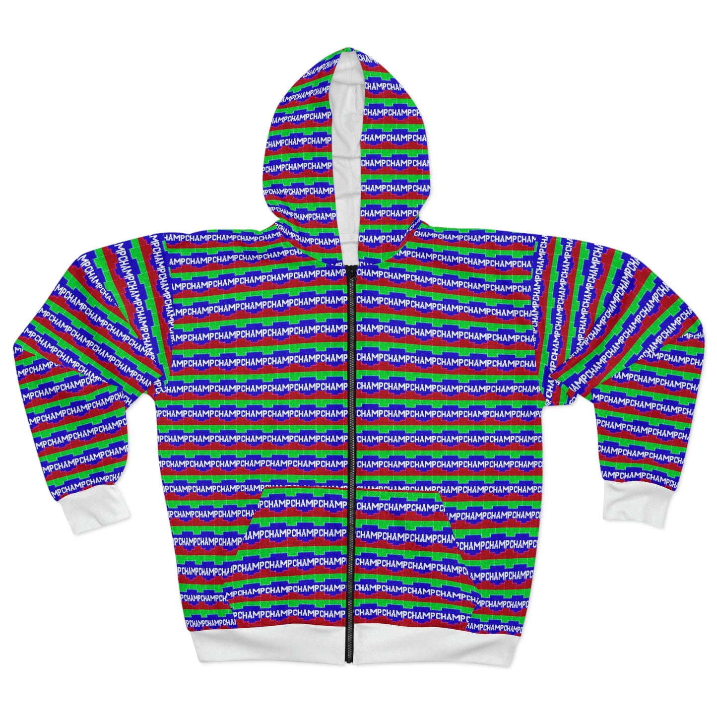 CHAMPCHAMPCHAMPCHAMP (Alt Logo 1 Pixel Art) - AI Art - Zip Hoodie