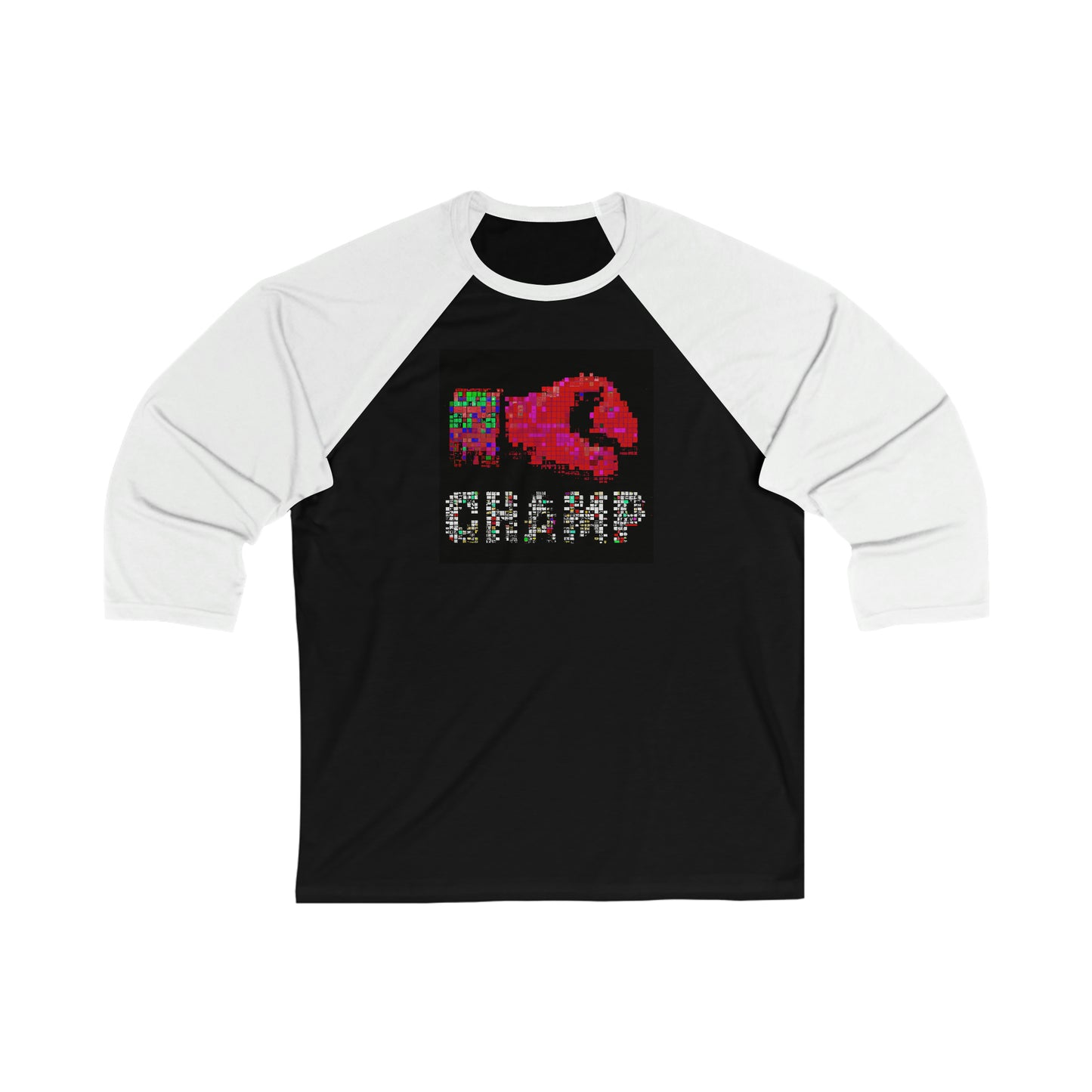 CHAMP (Alt Logo 3 Pixel Art Boxing Glove) - AI Art - 3\4 Sleeve Baseball Tee