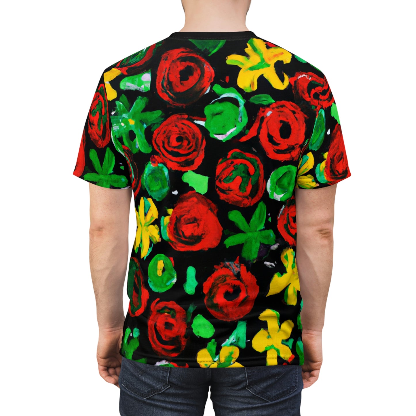 Paintbrush Floral Acrylic - AI Art - T-Shirt