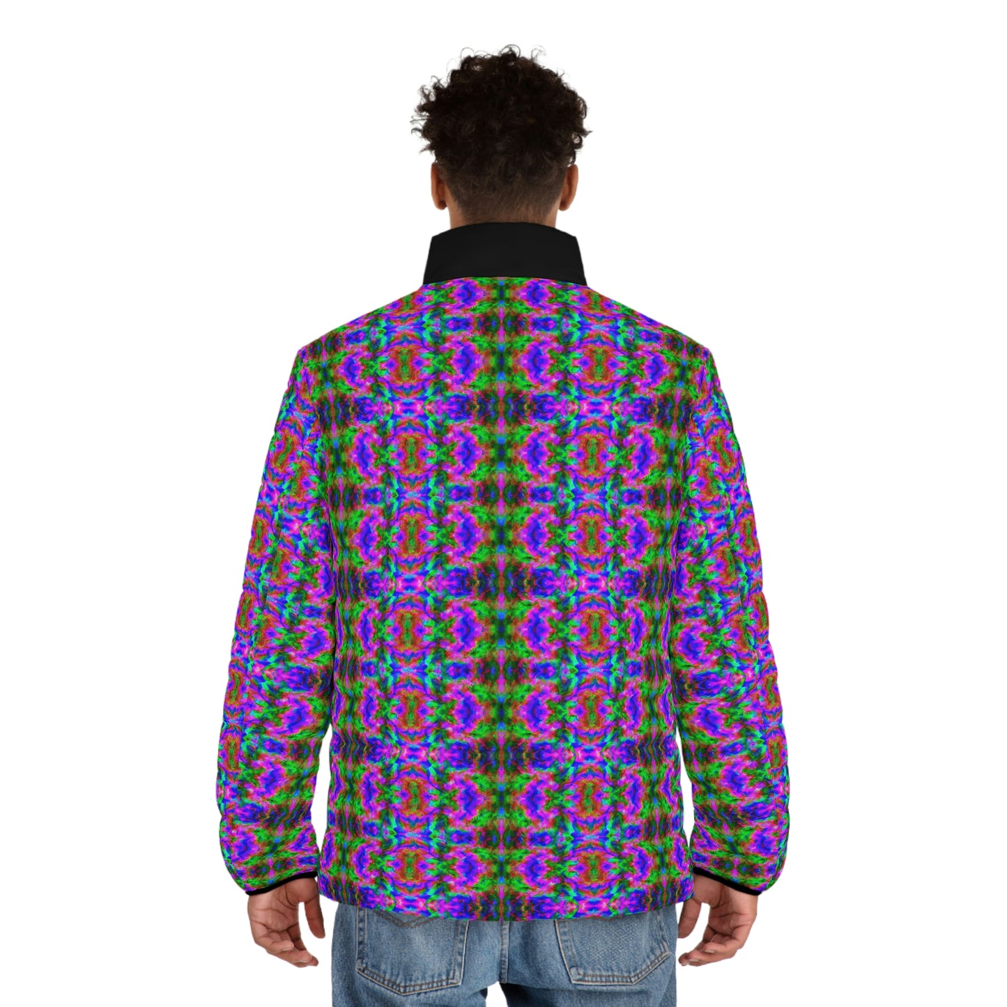 Hyperwave Tie-Dye 4 Spaceballer Jacket - AI Art - Men's Puffer Jacket