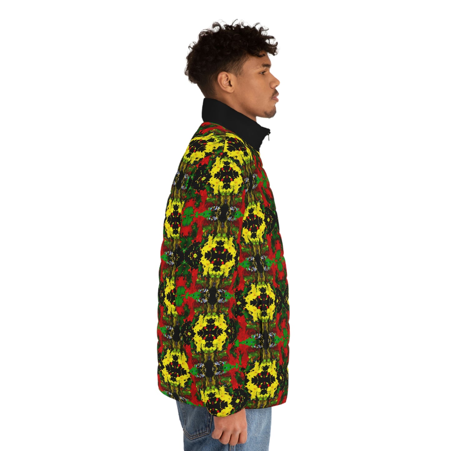 Rasta Kaleidescope 3 Spaceballer Jacket - AI Art - Men's Puffer Jacket