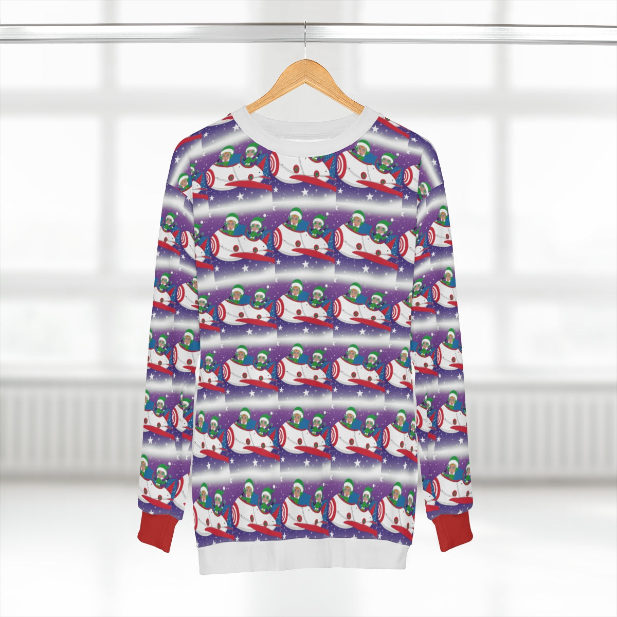 2 Elves in Spaceship - AI Art - Christmas and Holiday Sweatshirt