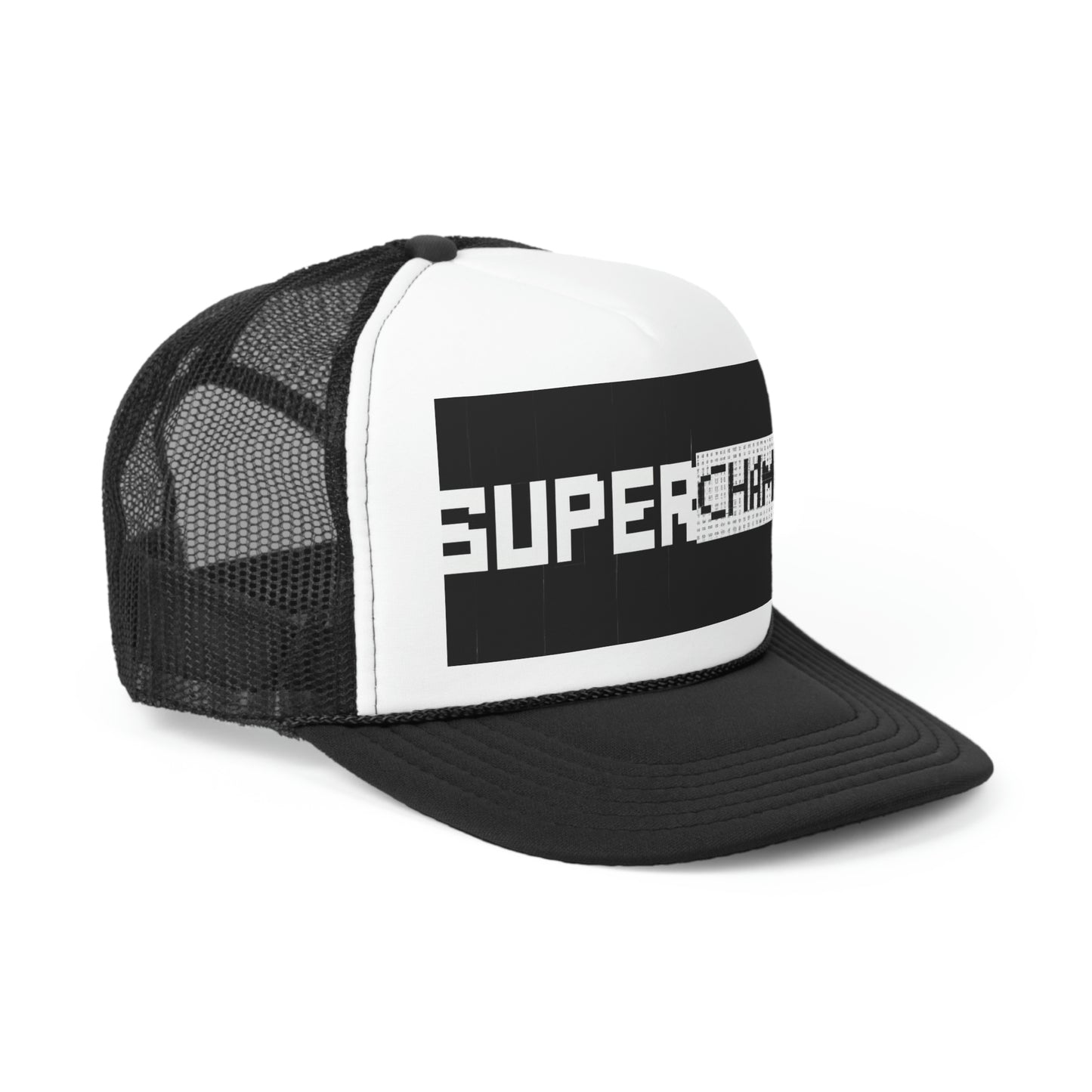 SUPER CHAMPPP Logo 11 (Pixel) - AI Art - Trucker Hats