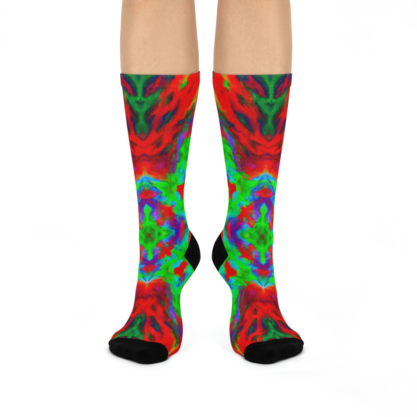 Hyperwave Tie-Dye 7 Alien Socks - AI Art - Crew Socks