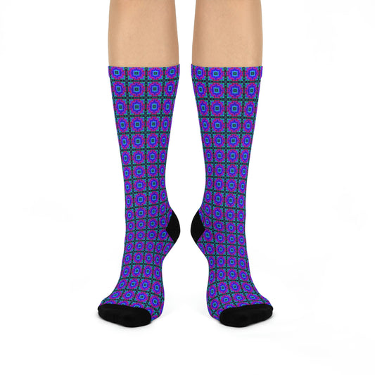 Vaporwave Purple - AI Art - Crew Socks