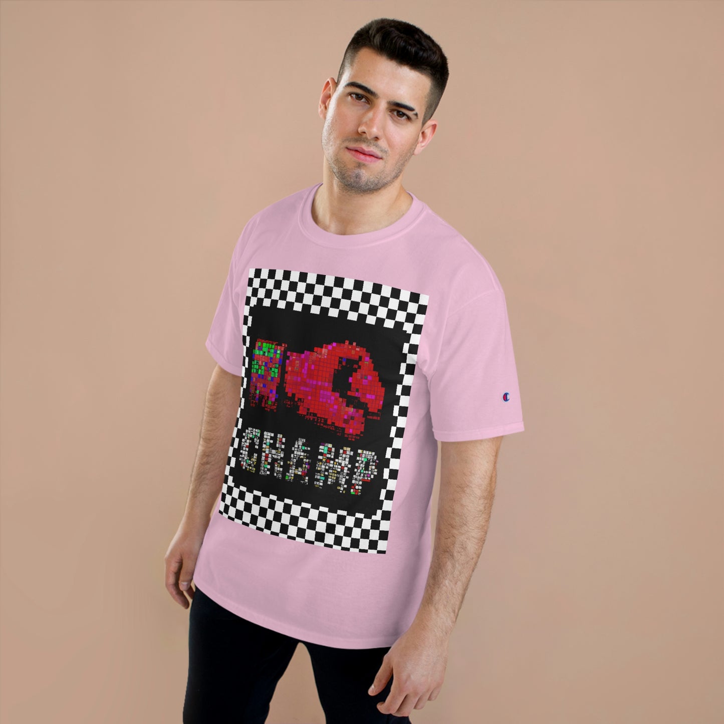 Checkered (CHAMP Logo 3 8-bit Boxing Glove) - Champion T-Shirt