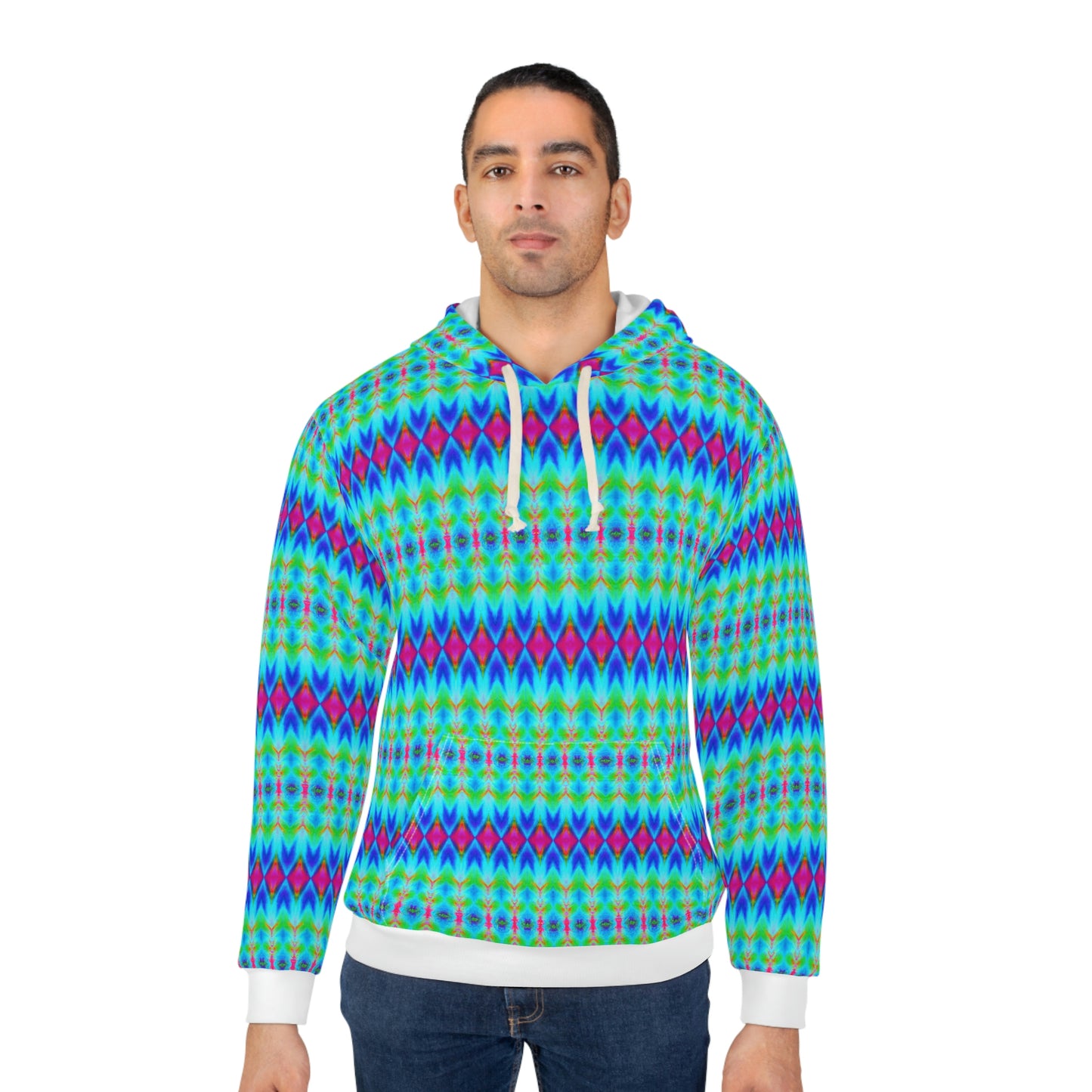 Hyperwave Argyle 1 - AI Art - Pullover Hoodie