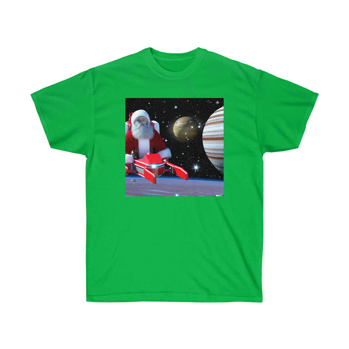 Santa Flying by Jupiter  - AI Art - Ultra Cotton Tee