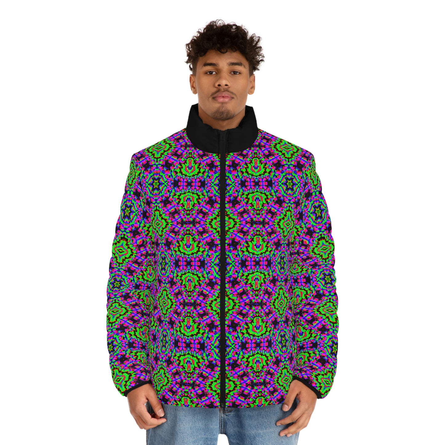 Hyperwave Fractal 2 Spaceballer Jacket - AI Art - Men's Puffer Jacket