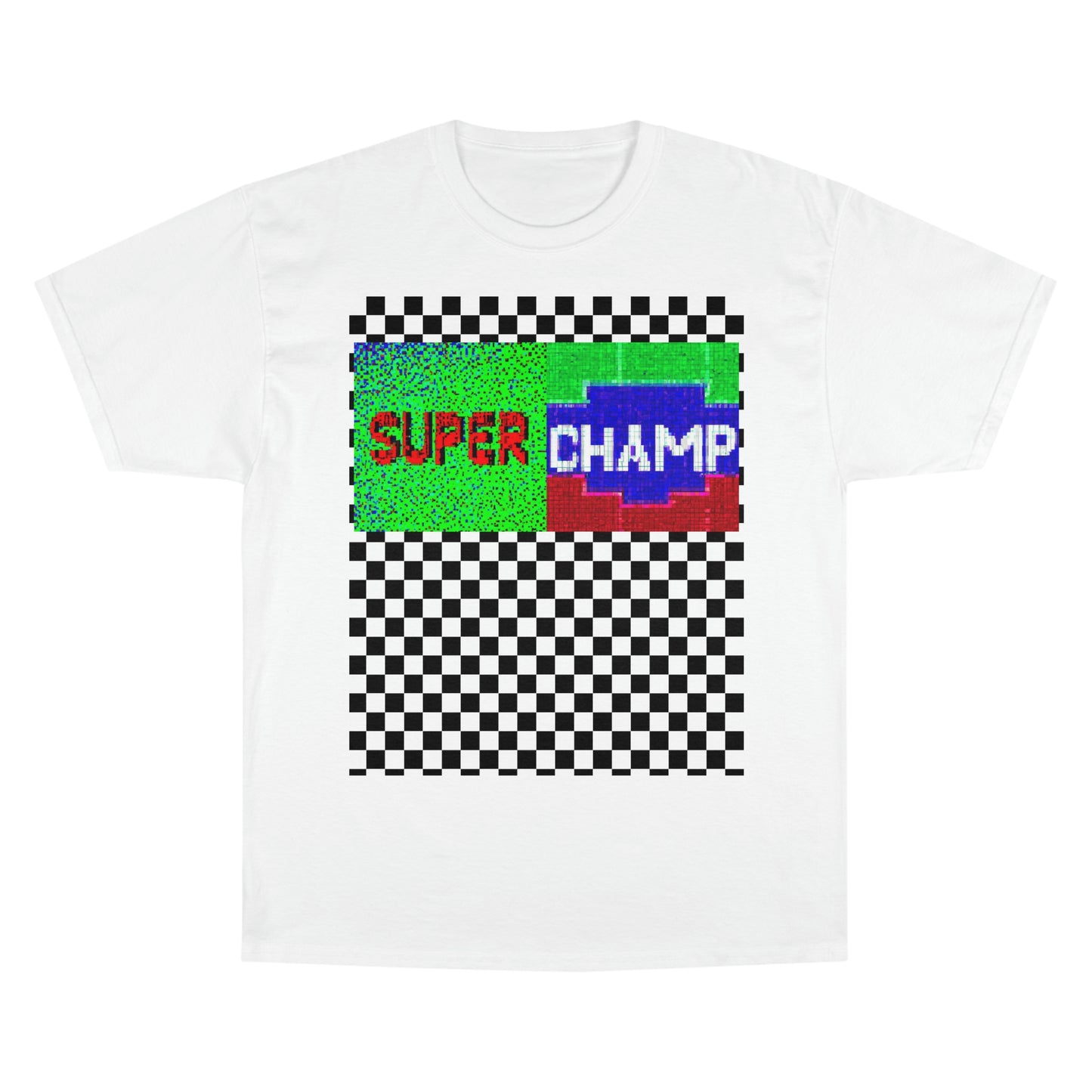 Checkered (SUPER CHAMP Logo 2 8-bit) - Champion T-Shirt