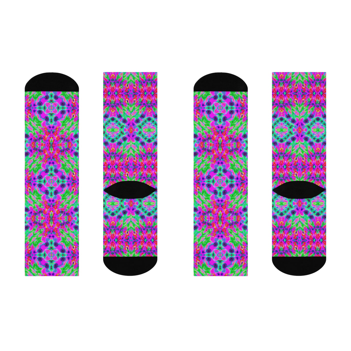 Hyperwave Fractal 5 - AI Art - Crew Socks