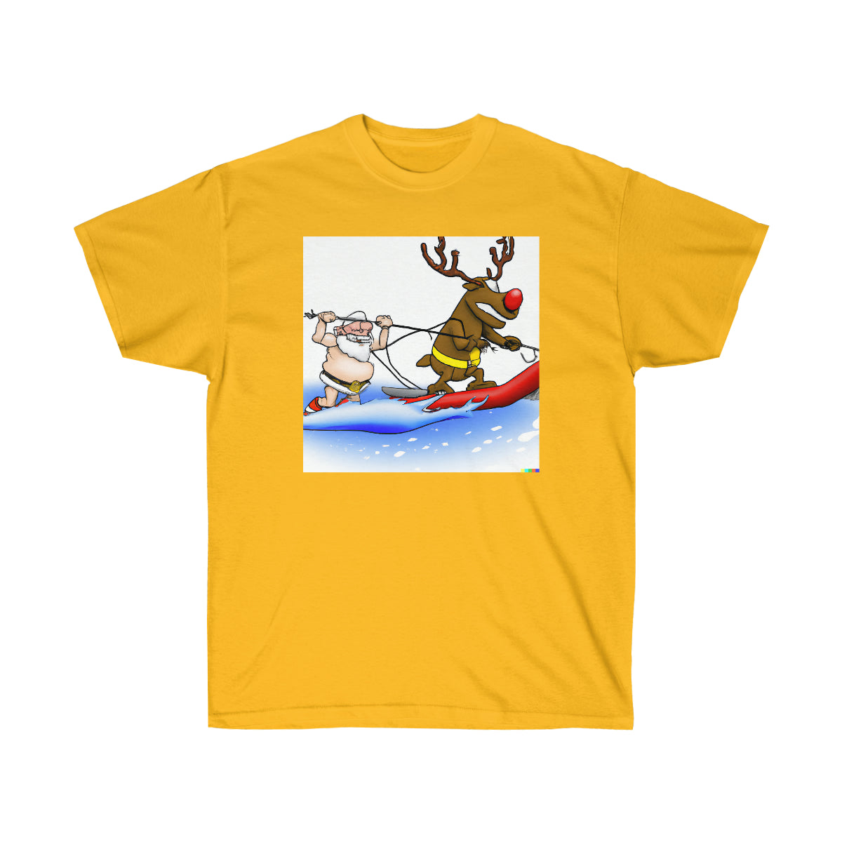 Santa Claus Waterskiing - AI Cartoon Art - Ultra Cotton Tee