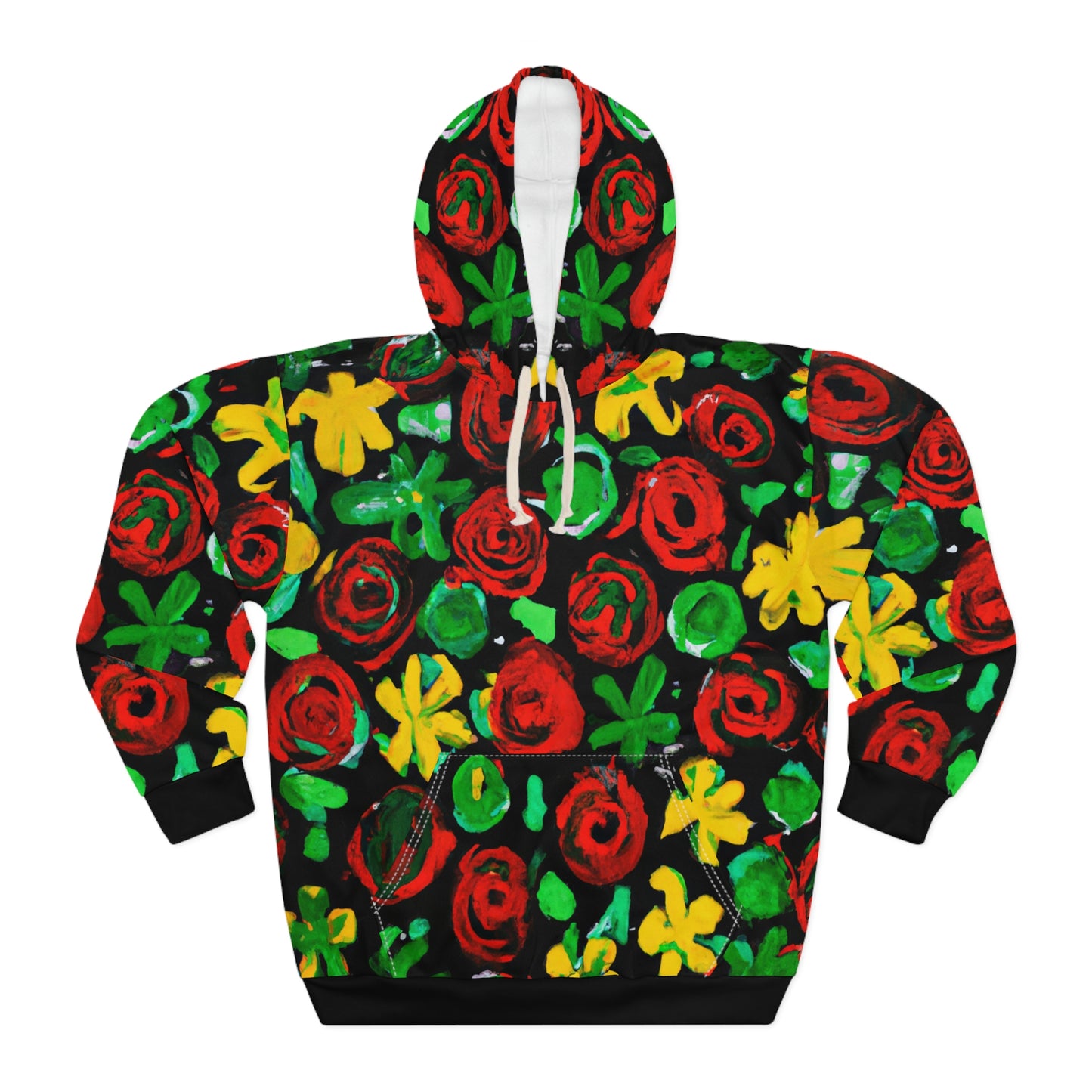 Paintbrush Floral Acrylic - AI Art - Pullover Hoodie