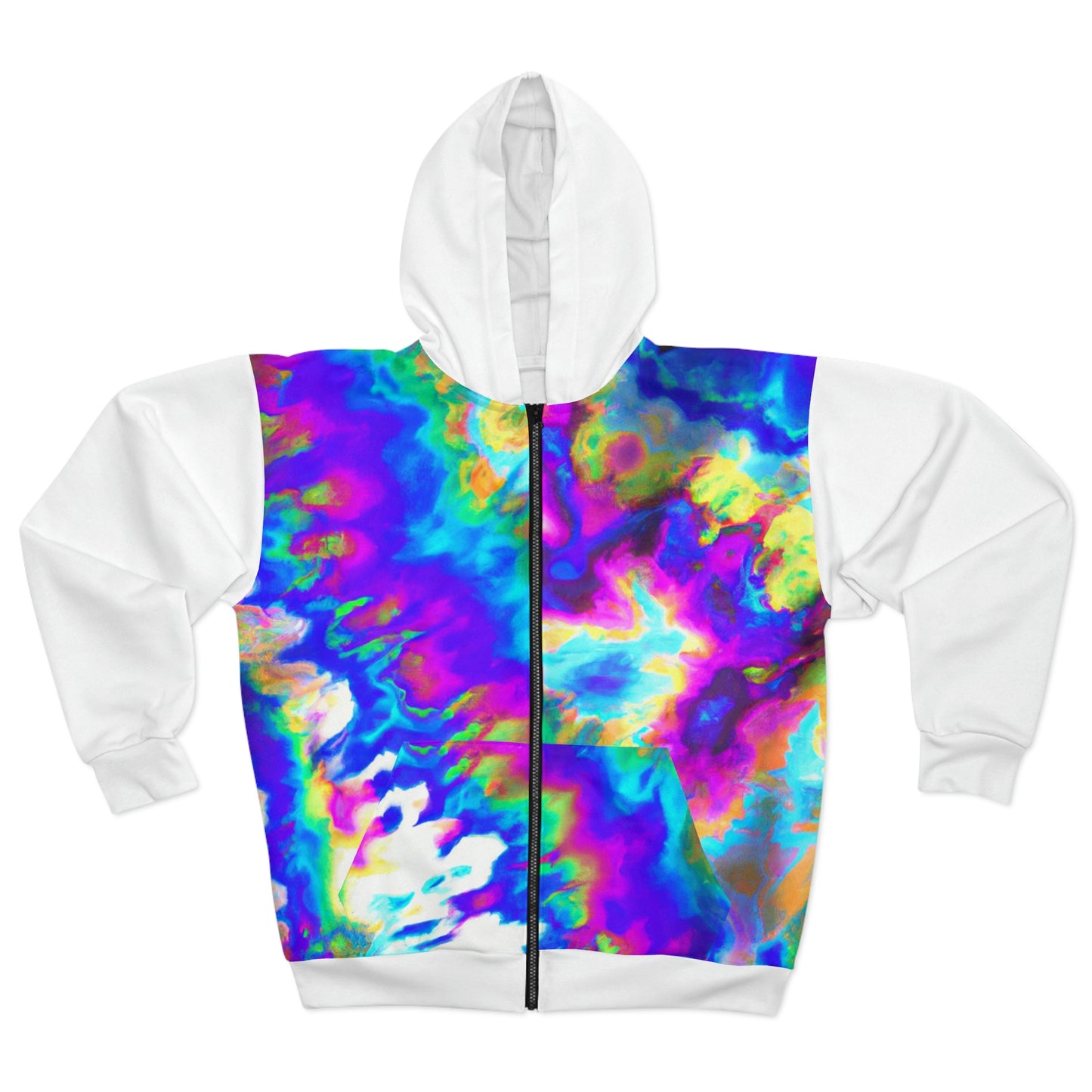 Hyperwave Tie-Dye 3 - AI Art - Zip Hoodie