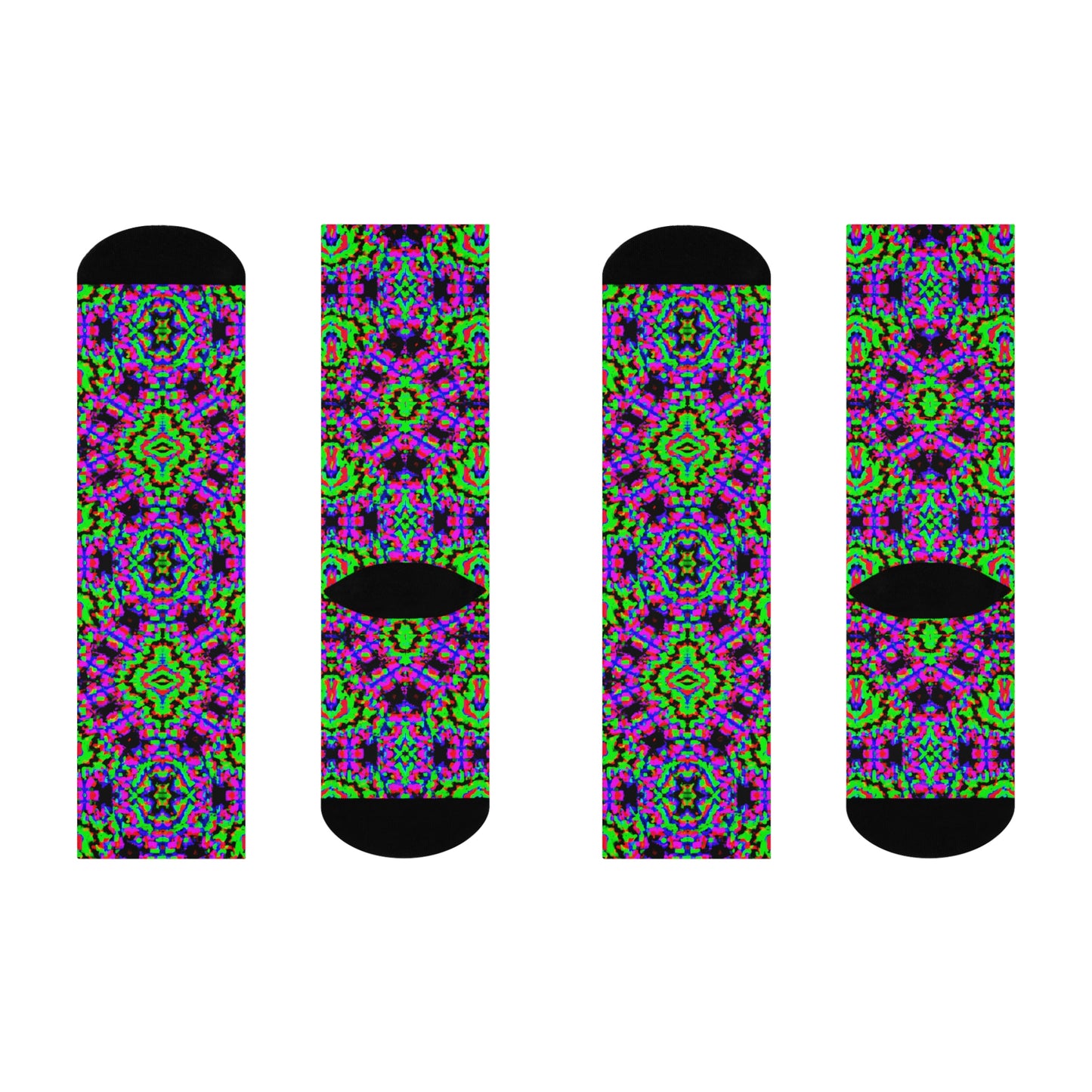 Hyperwave Fractal 2 - AI Art - Crew Socks